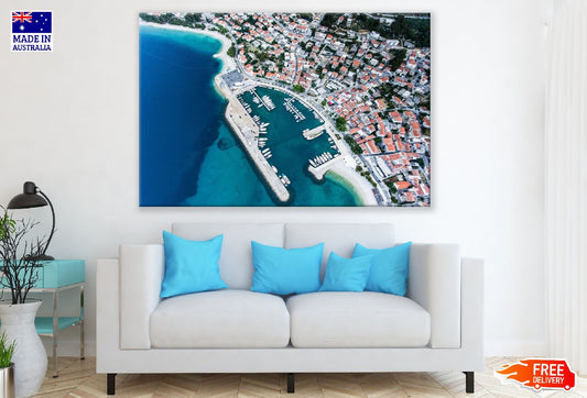 Baska Voda Beach & Cityscape Photograph, Croatia Print 100% Australian Made