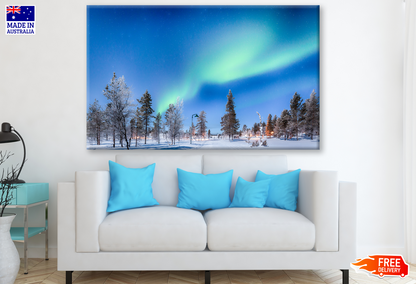 Aurora on a Snow Forest Photograph Print 100% Australian Made