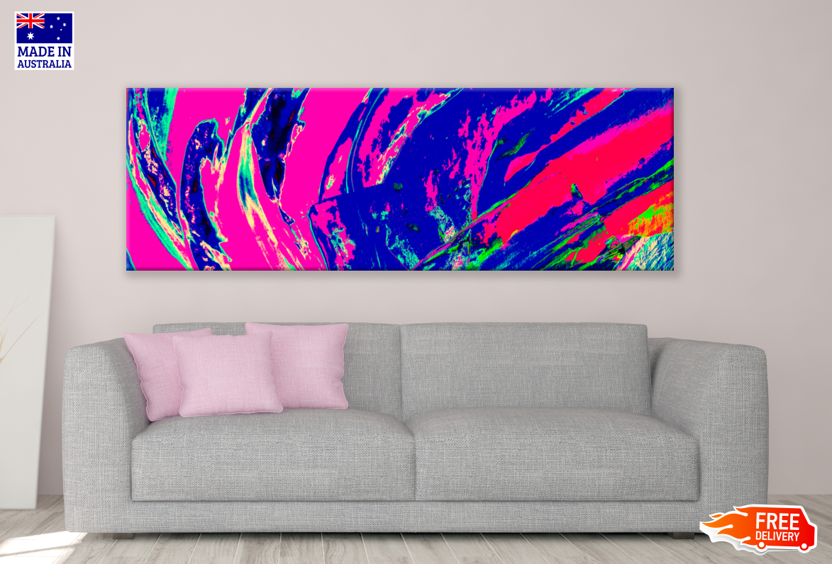 Panoramic Canvas Multicolour Abstract Design High Quality 100% Australian made wall Canvas Print ready to hang