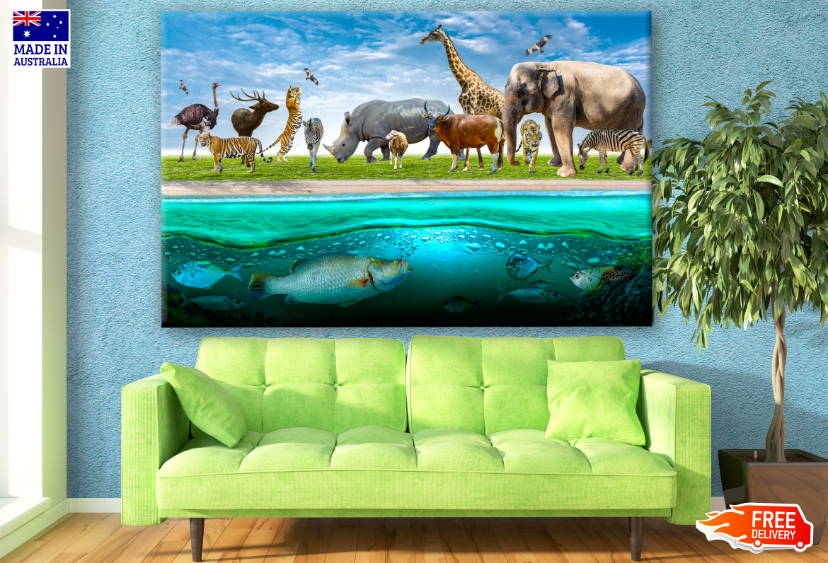 Wild Animals & Sea Animals Print 100% Australian Made