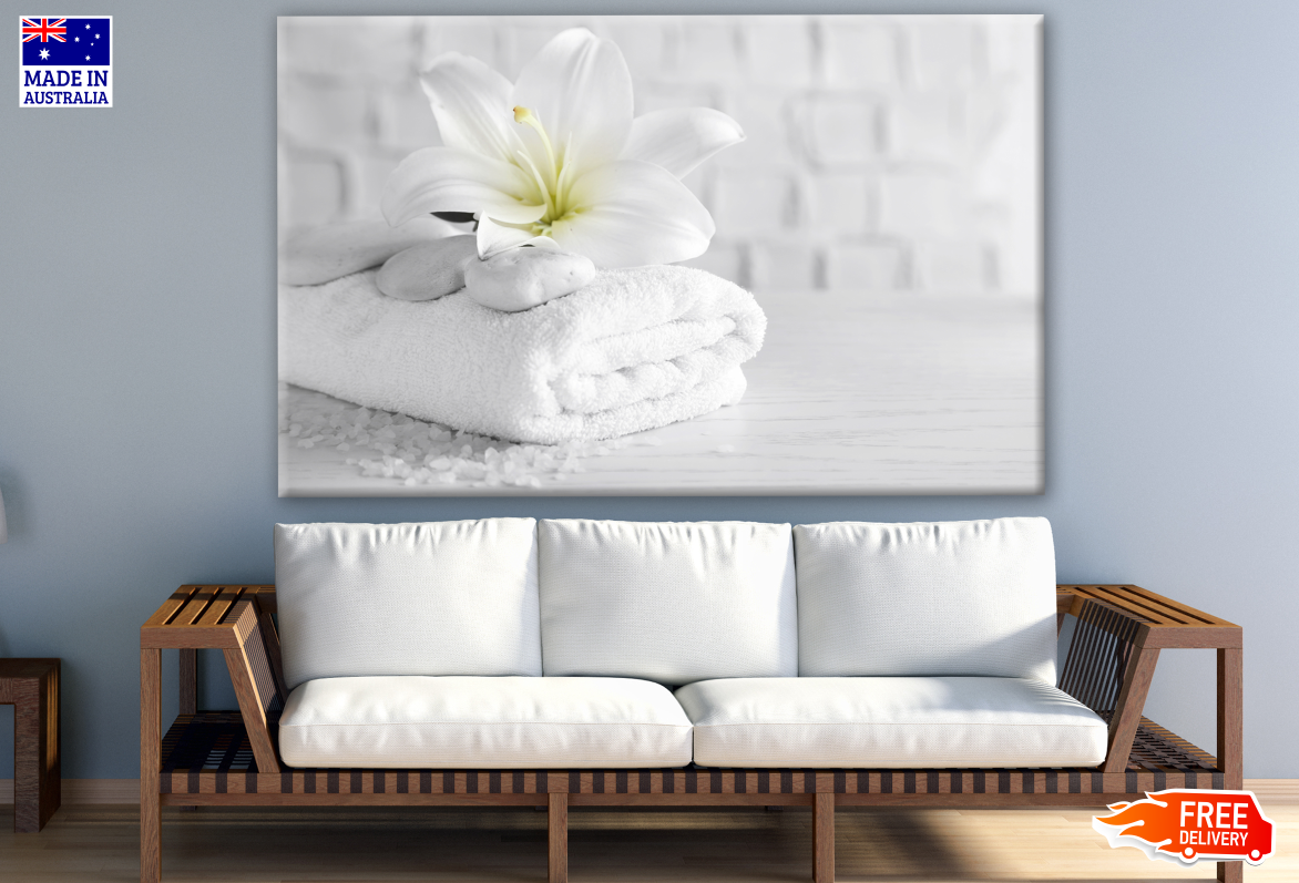 Beautiful Spa Composition on Wooden Table Print 100% Australian Made