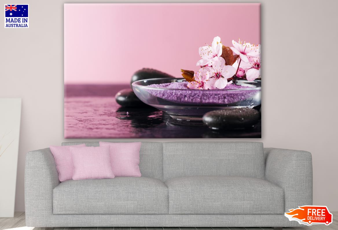 Orchid Flower & Spa Rocks Print 100% Australian Made