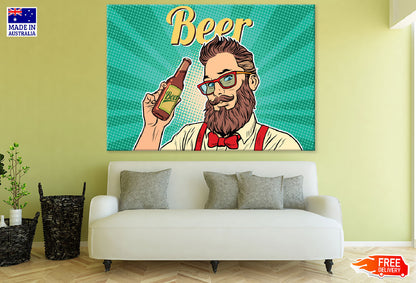 Beer Quote & Bearded Man Illustration Print 100% Australian Made