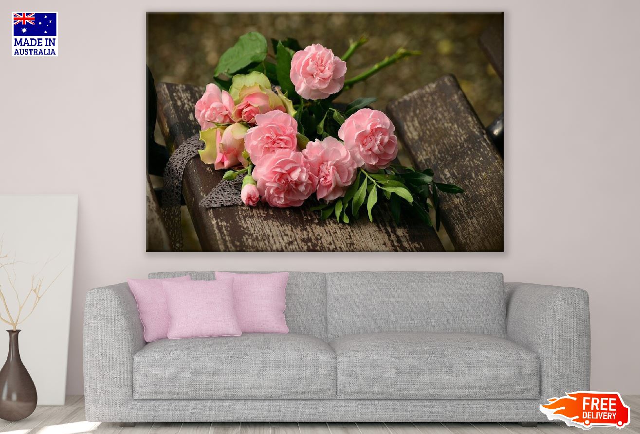 Pink Roses with Leaves Photograph Print 100% Australian Made