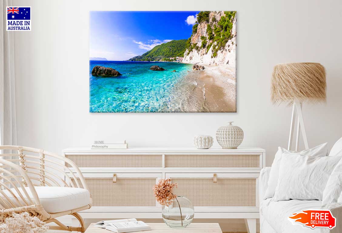 Skopelos Island Hovolos Beach View Greece Print 100% Australian Made