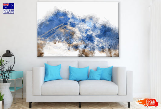 Blue White & Brown Lines Abstract Design Print 100% Australian Made