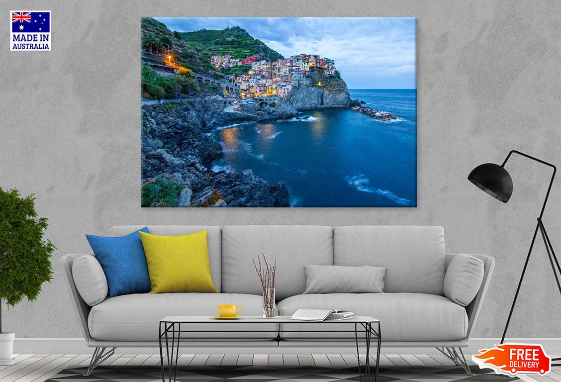 Cinque Terre Park Sea Night View Photograph Print 100% Australian Made