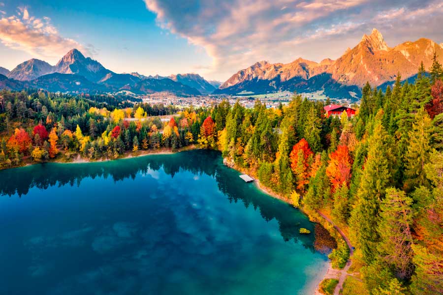 Bella Home Morning Scene of Urisee lake View Print Canvas Ready to hang