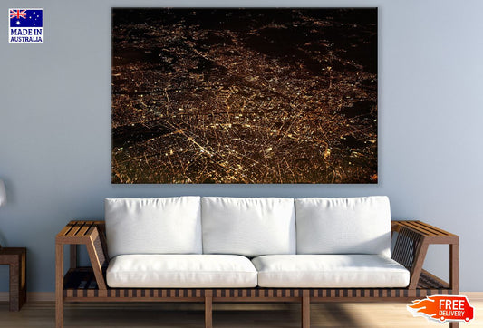 City Night Aerial View Photograph Print 100% Australian Made