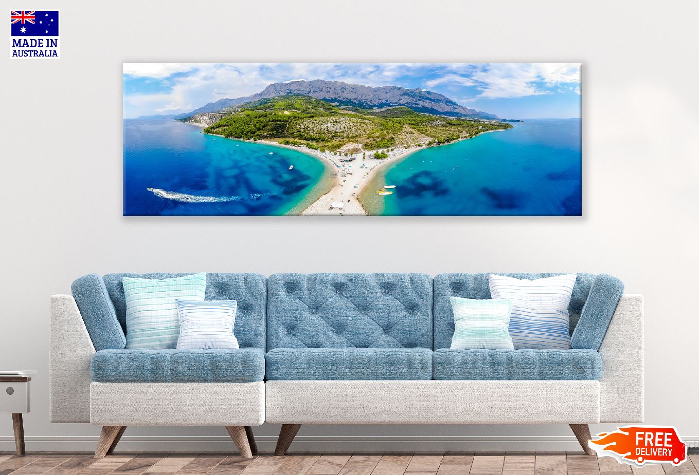 Panoramic Canvas D'azur Coast Island Photograph High Quality 100% Australian Made Wall Canvas Print Ready to Hang