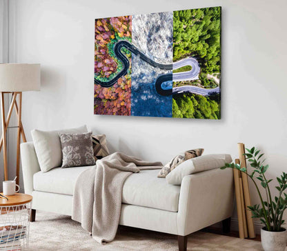 Bella Home Winding Road in The Forest Autumn Print Canvas Ready to hang
