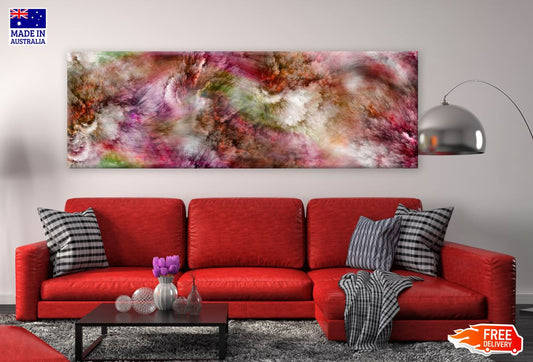 Panoramic Canvas Colourful Abstract Smoke Design High Quality 100% Australian made wall Canvas Print ready to hang