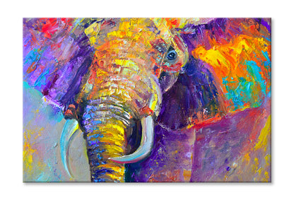 Multicolored Elephant Abstract Oil Painting Wall Art Limited Edition High Quality Print Stretched Canvas None