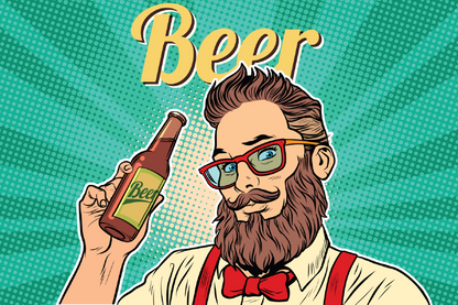 Beer Quote & Bearded Man Illustration Print 100% Australian Made
