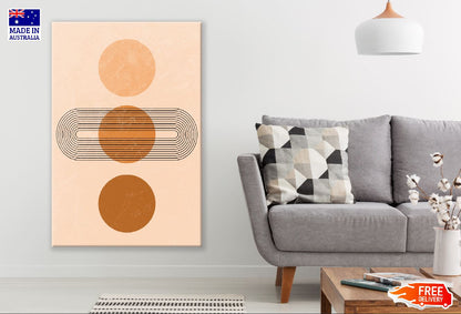 Orange & Brown Circle Line Art Abstract Design Print 100% Australian Made