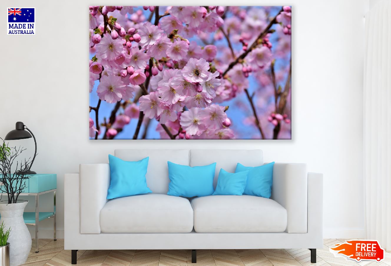Pink Cherry Blossom Flowers & Branches Photograph Print 100% Australian Made