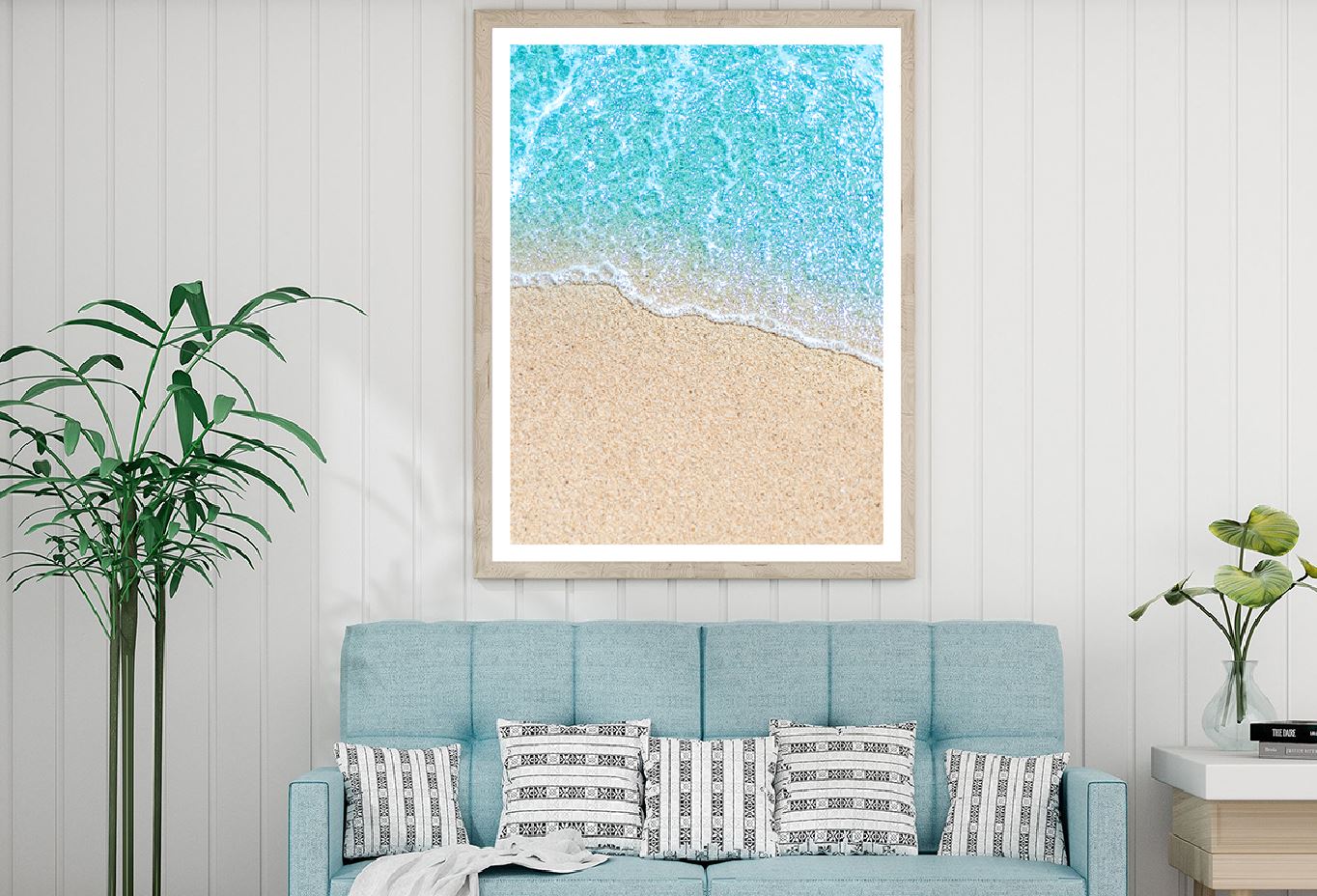 Blue Sea Waves on Sand Aerial View Photograph Home Decor Premium Quality Poster Print Choose Your Sizes