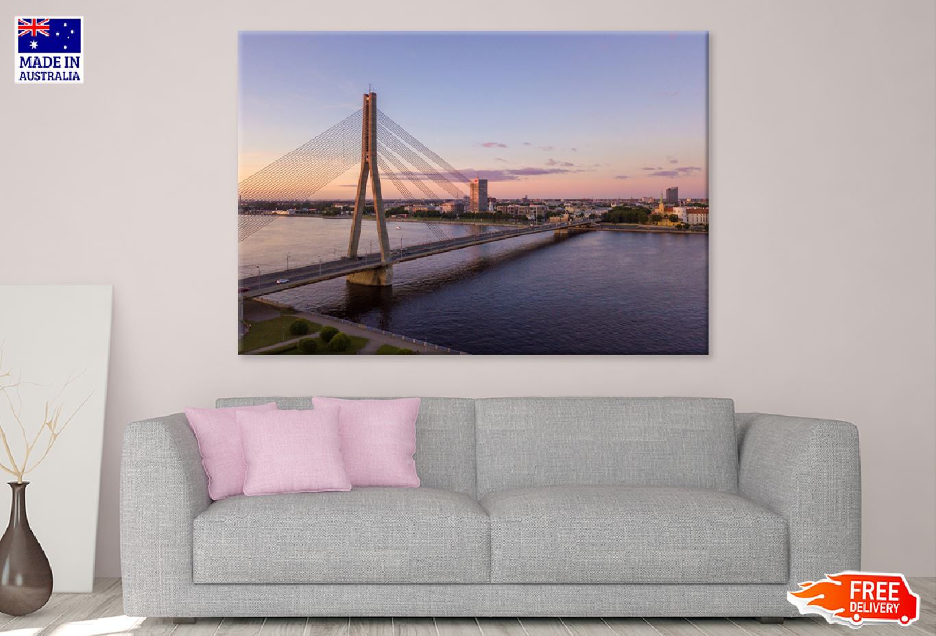 Vansu Bridge Daugava River Sunset View Photograph Print 100% Australian Made