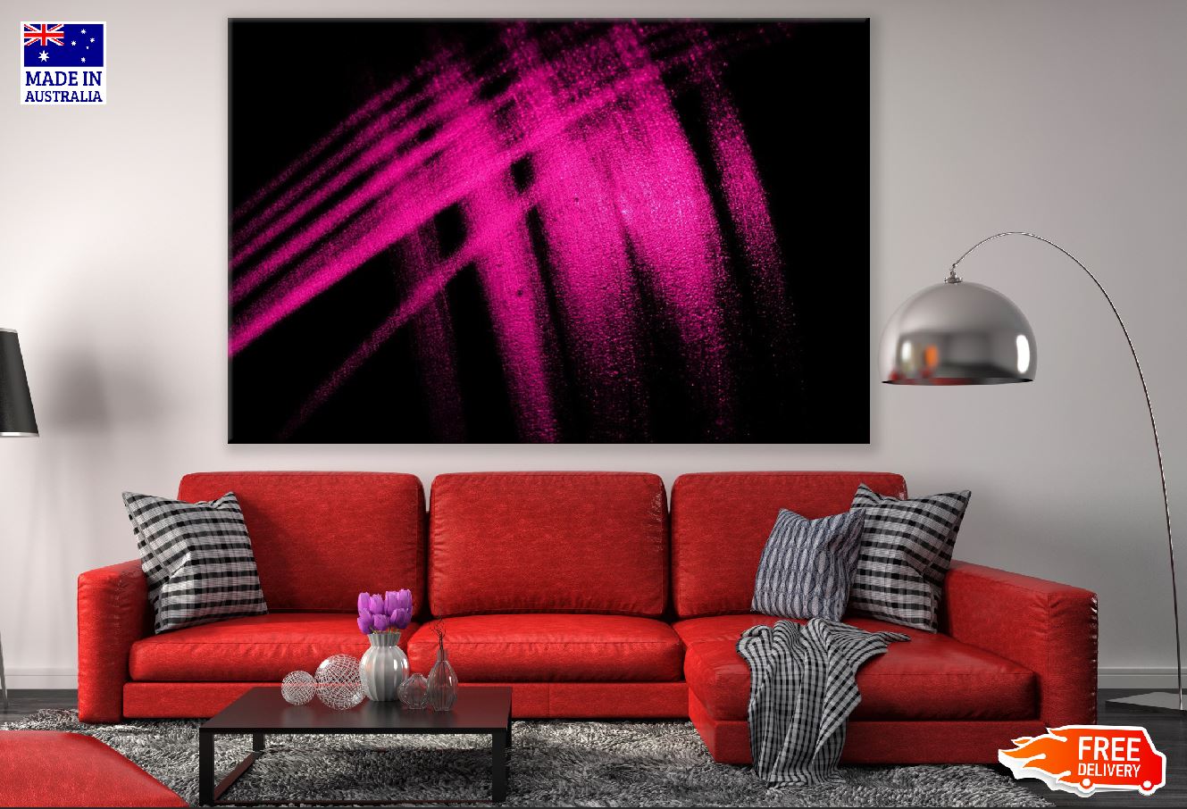 Pink Color Lines Abstract Design Print 100% Australian Made