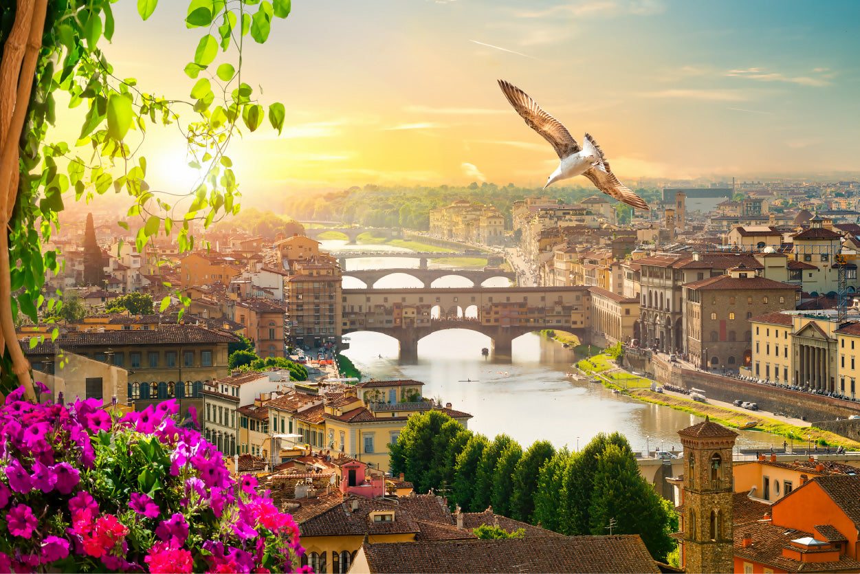 Bella Home The Bridges of Florence at Sunrise Print Canvas Ready to hang