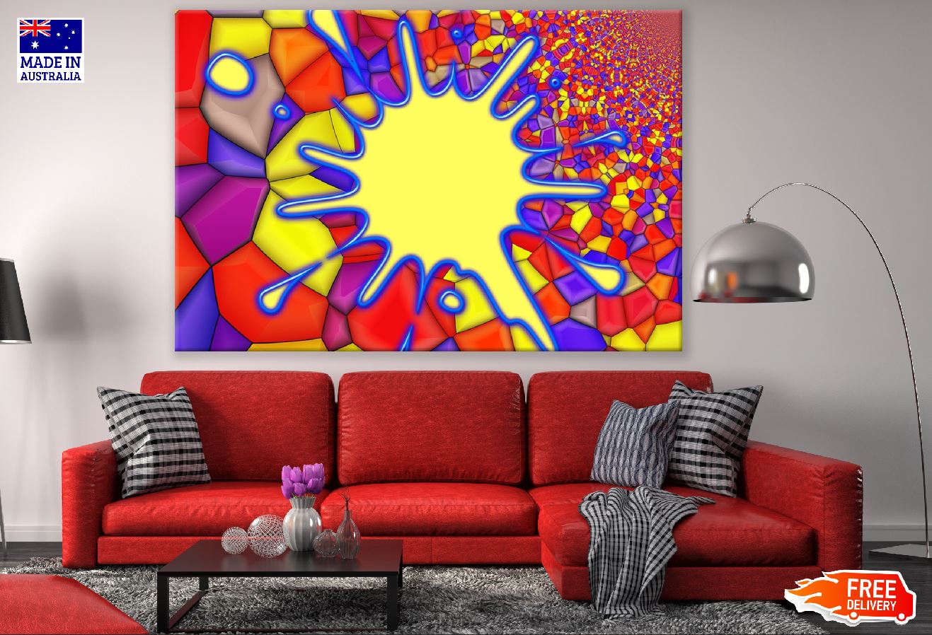 Embroidery Dab Colors Abstract Design Print 100% Australian Made