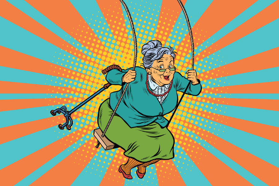 Grand Mother Swing Illustration Print 100% Australian Made