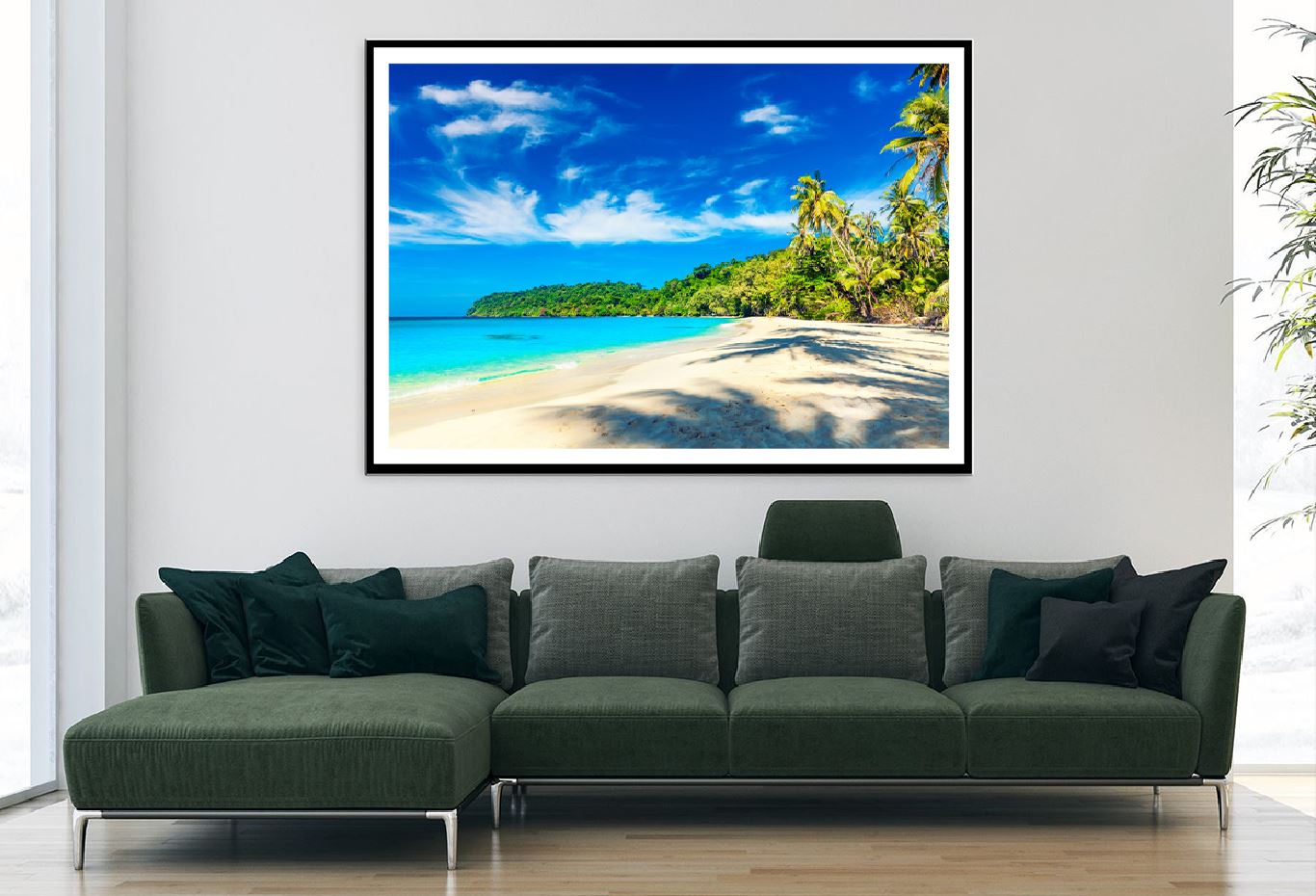 Palm Trees near Sandy Beach View Photograph Home Decor Premium Quality Poster Print Choose Your Sizes