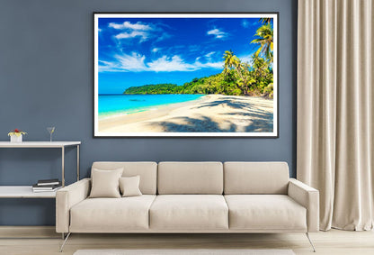 Palm Trees near Sandy Beach View Photograph Home Decor Premium Quality Poster Print Choose Your Sizes