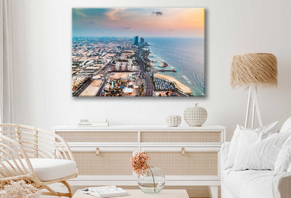 Bella Home Landscape View of Jeddah City Sea Print Canvas Ready to hang