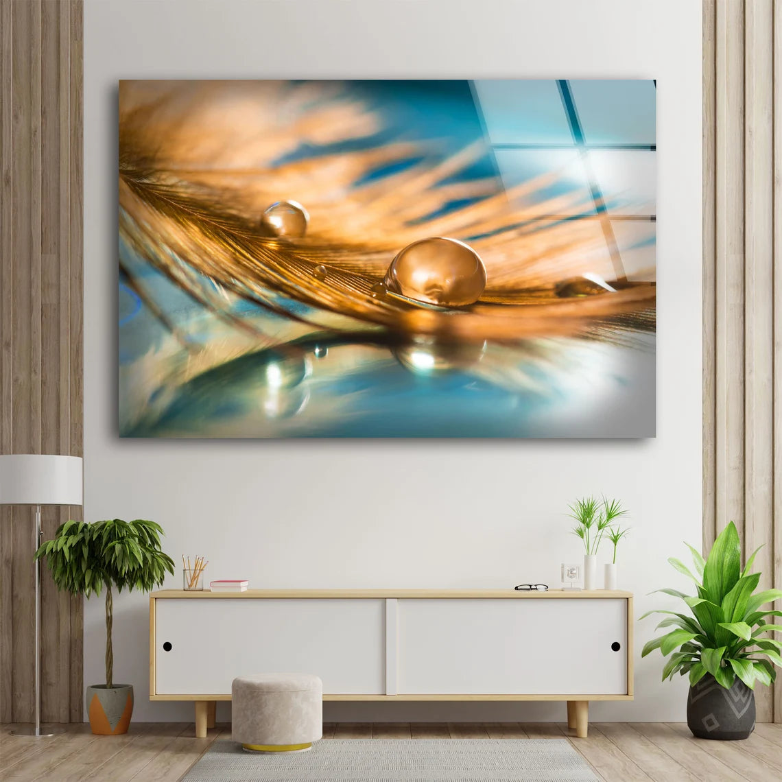 Waterdrop on Feather Photograph Acrylic Glass Print Tempered Glass Wall Art 100% Made in Australia Ready to Hang