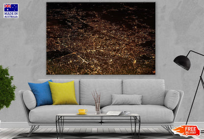 City Night Aerial View Photograph Print 100% Australian Made