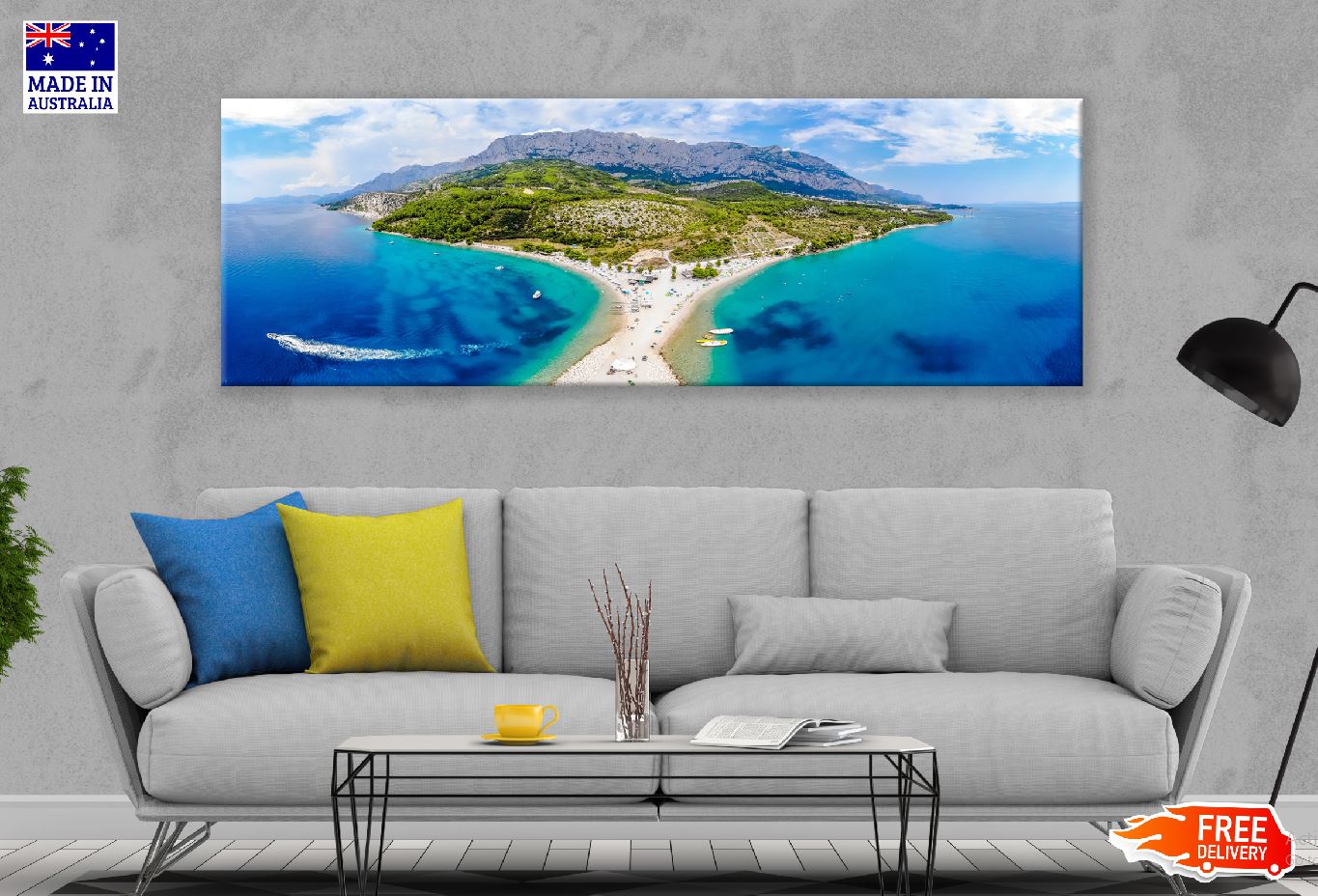Panoramic Canvas D'azur Coast Island Photograph High Quality 100% Australian Made Wall Canvas Print Ready to Hang
