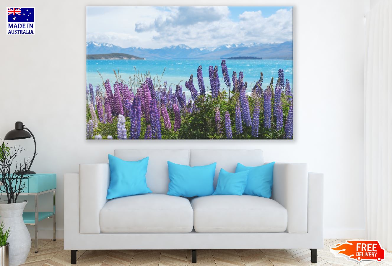 Purple Flowers in Sea Shore Photograph Print 100% Australian Made