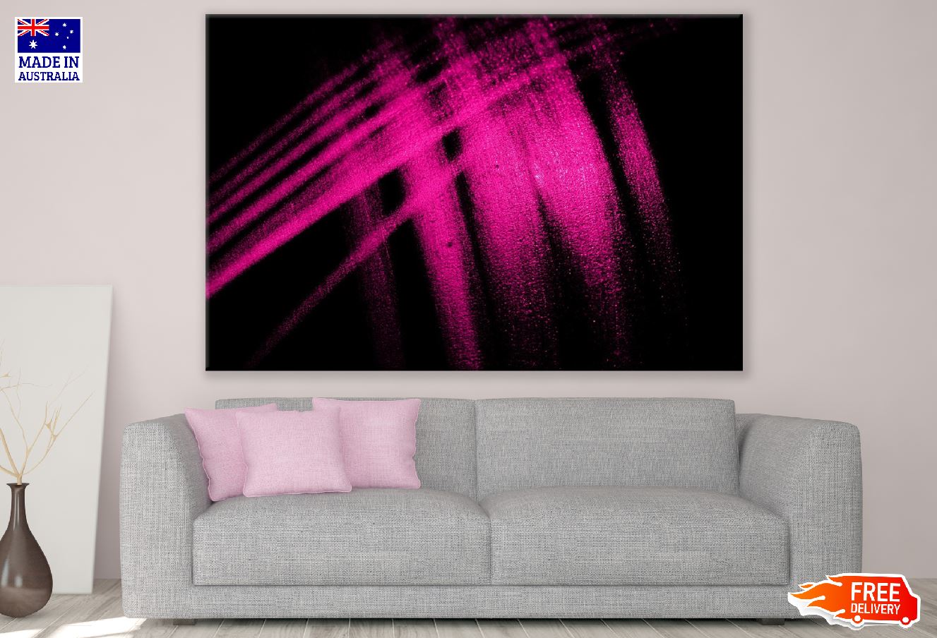 Pink Color Lines Abstract Design Print 100% Australian Made