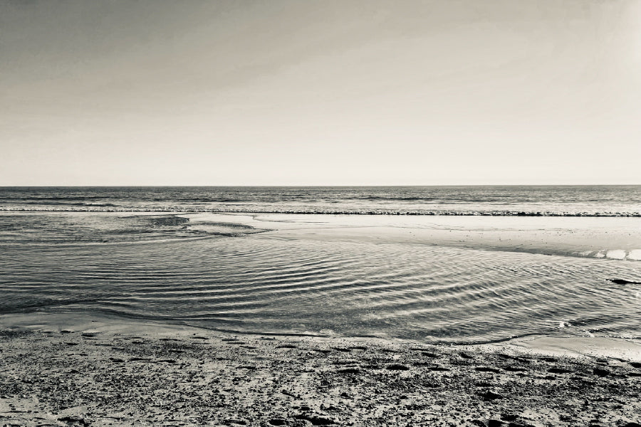 Sandy Sea Waves B&W Scenery View Photograph Print 100% Australian Made