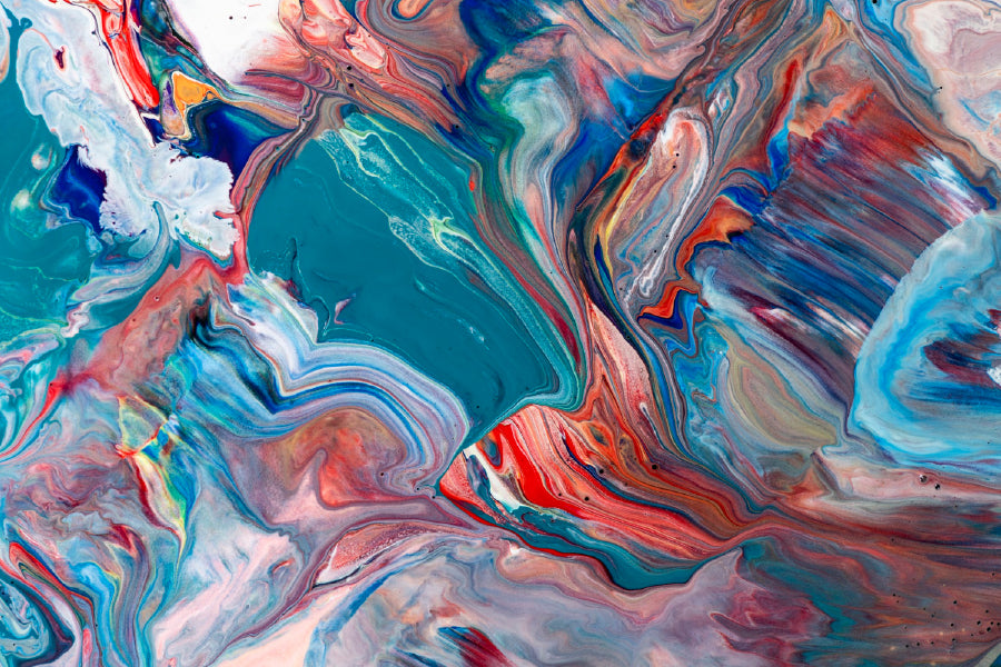 Blue Red & Green Fluid Abstract Design Print 100% Australian Made