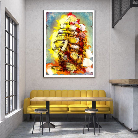 Colorful Ship Abstract Painting Home Decor Premium Quality Poster Print Choose Your Sizes