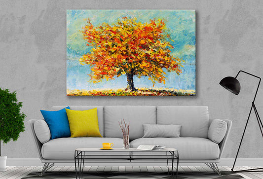 Bella Home Autumn Tree Leaves Oil Painting Print Canvas Ready to hang