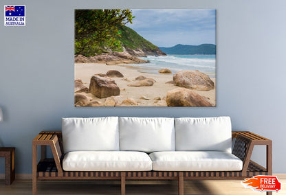 Rocky Coastline with Sandy Beach Photograph Print 100% Australian Made