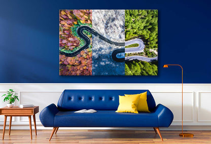 Bella Home Winding Road in The Forest Autumn Print Canvas Ready to hang