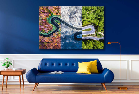 Bella Home Winding Road in The Forest Autumn Print Canvas Ready to hang