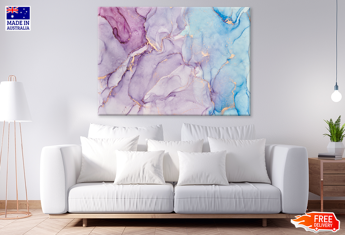 Pink Purple Blue & Gold Abstract Design Print 100% Australian Made