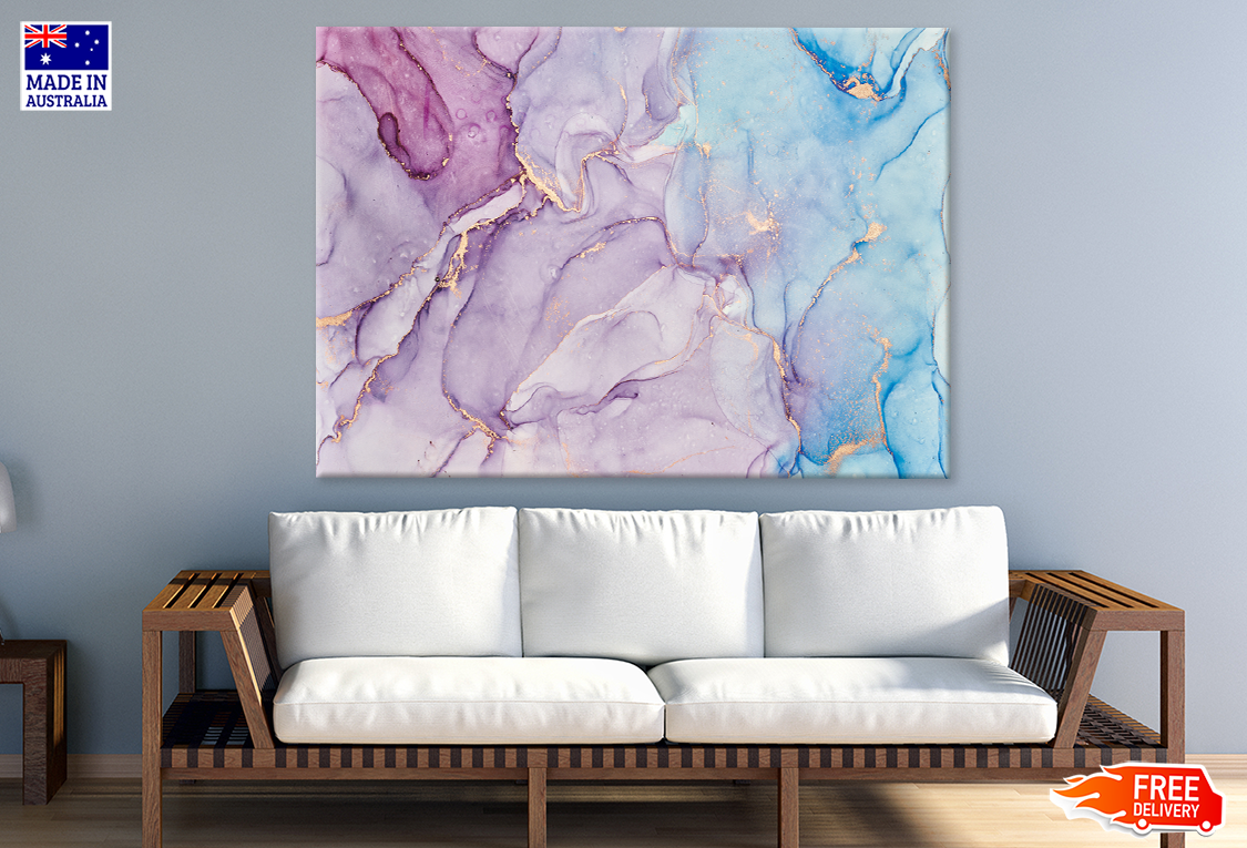 Pink Purple Blue & Gold Abstract Design Print 100% Australian Made
