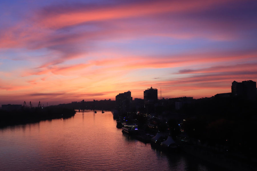 Sunset River City Rays Scenery Photograph Print 100% Australian Made