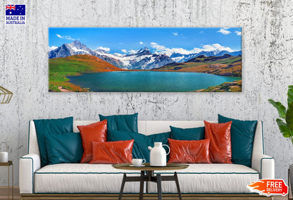 Panoramic Canvas Mountain Lake View Scenery Photograph High Quality 100% Australian made wall Canvas Print ready to hang