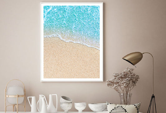 Blue Sea Waves on Sand Aerial View Photograph Home Decor Premium Quality Poster Print Choose Your Sizes