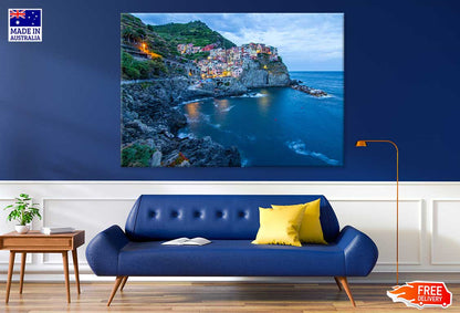 Cinque Terre Park Sea Night View Photograph Print 100% Australian Made