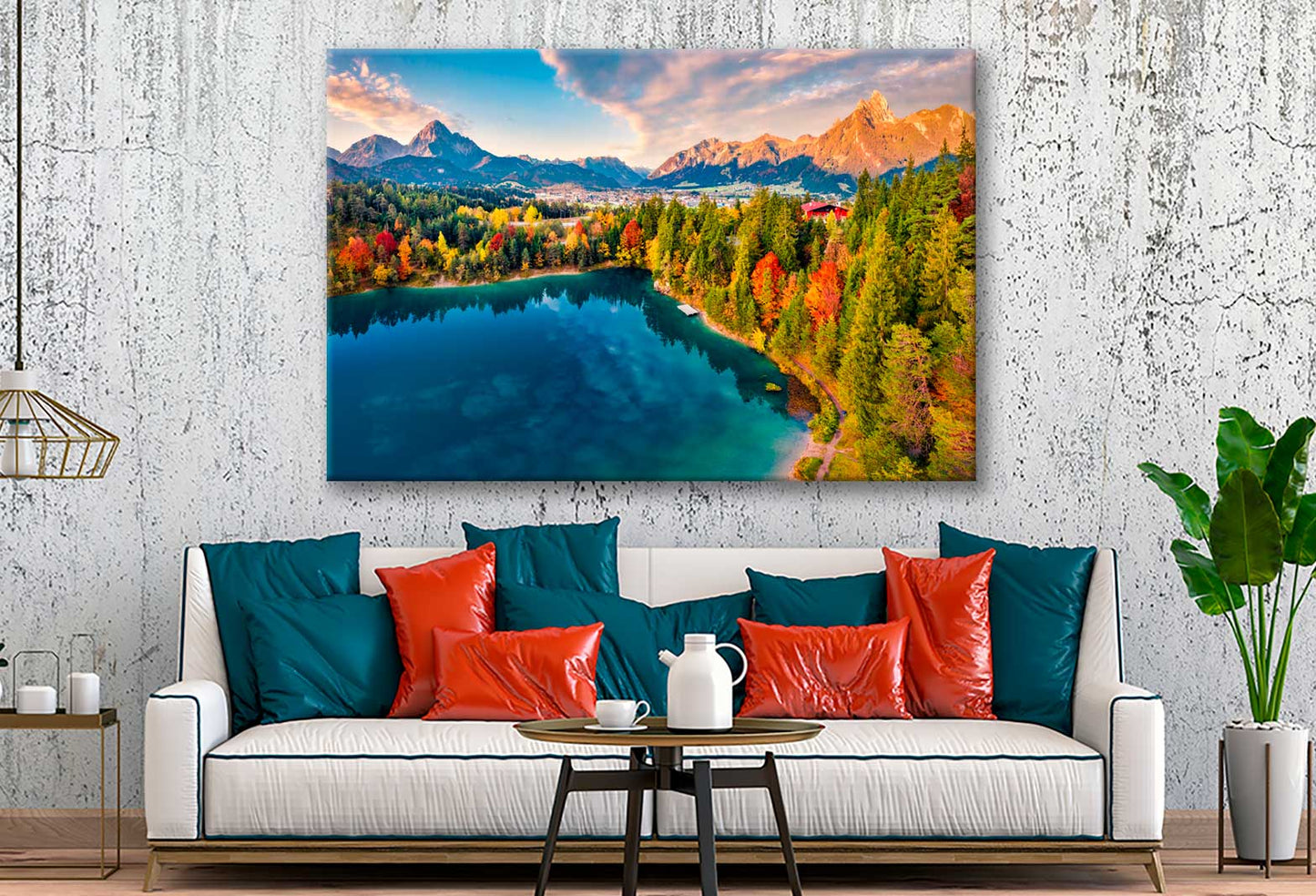 Bella Home Morning Scene of Urisee lake View Print Canvas Ready to hang