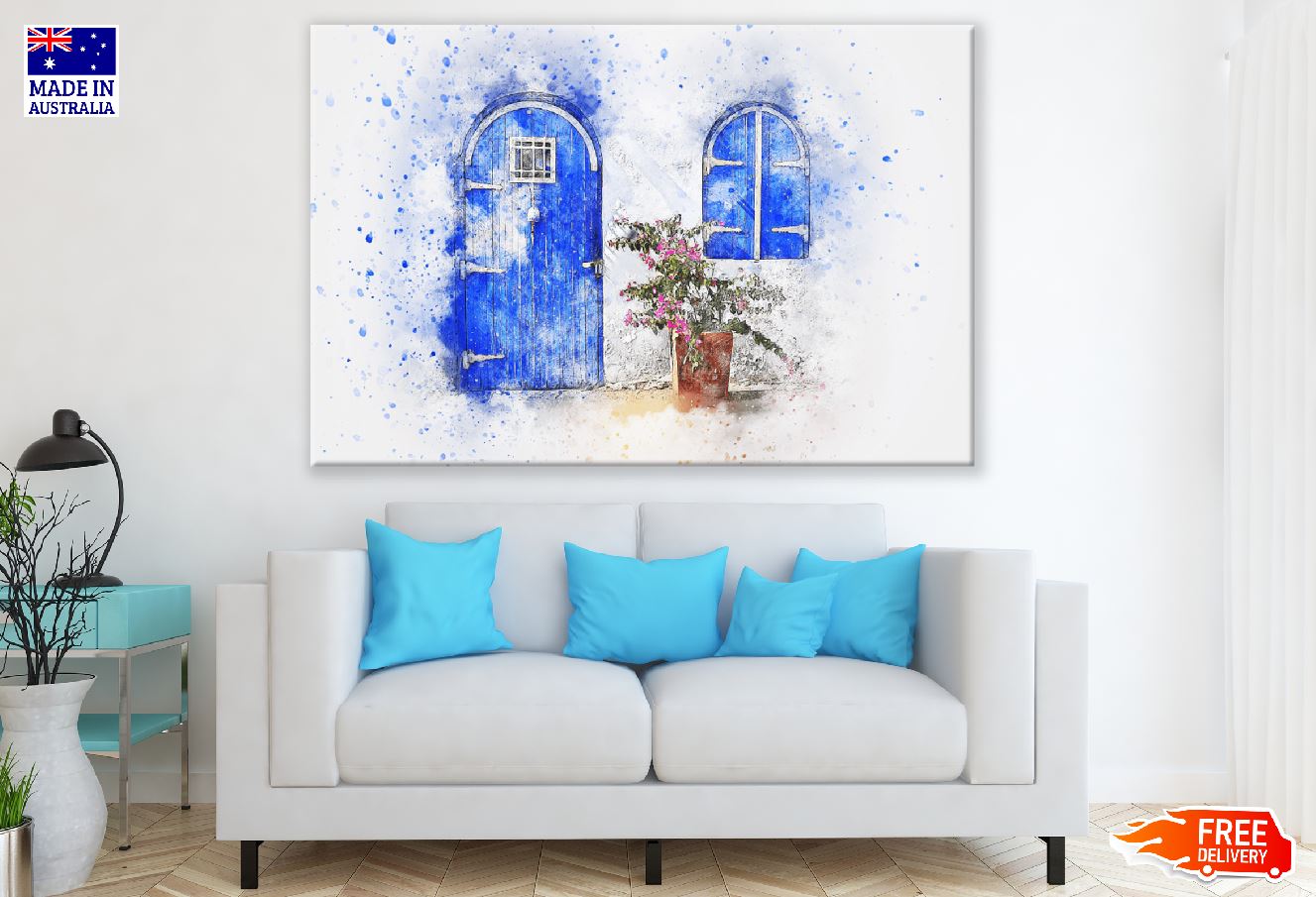 Door & Window with Flower Vase Abstract Painting Print 100% Australian Made