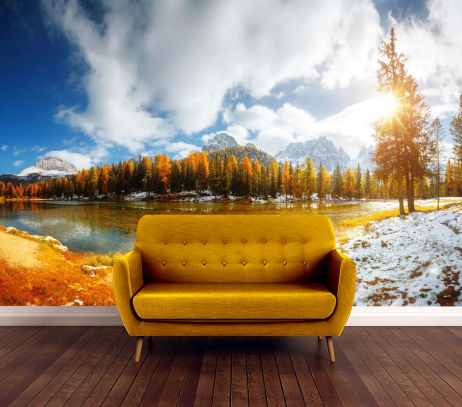 Wallpaper Murals Peel and Stick Removable Autumn Forest Landscape High Quality